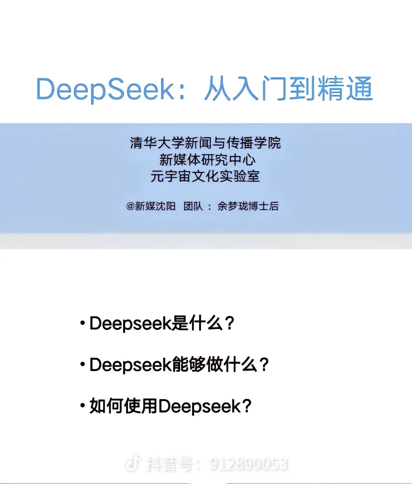 DeepSeek  从入门到精通 使用说明（清华大学版）